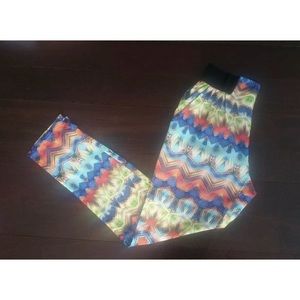 NEW WOMENS DO & BE MULTICOLORED ELASTIC PANTS